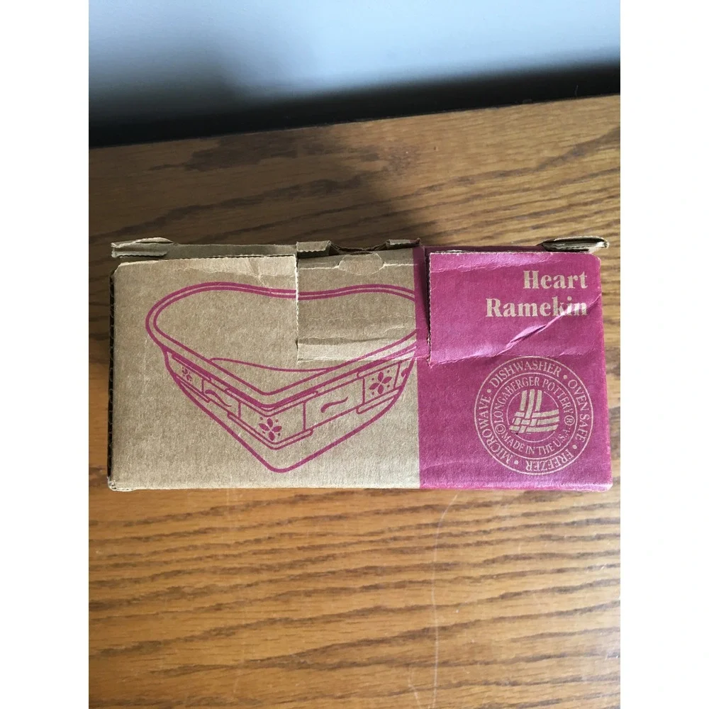 Longaberger Pottery Woven Traditions 'Traditional Red' Heart Ramekin Dish 39748